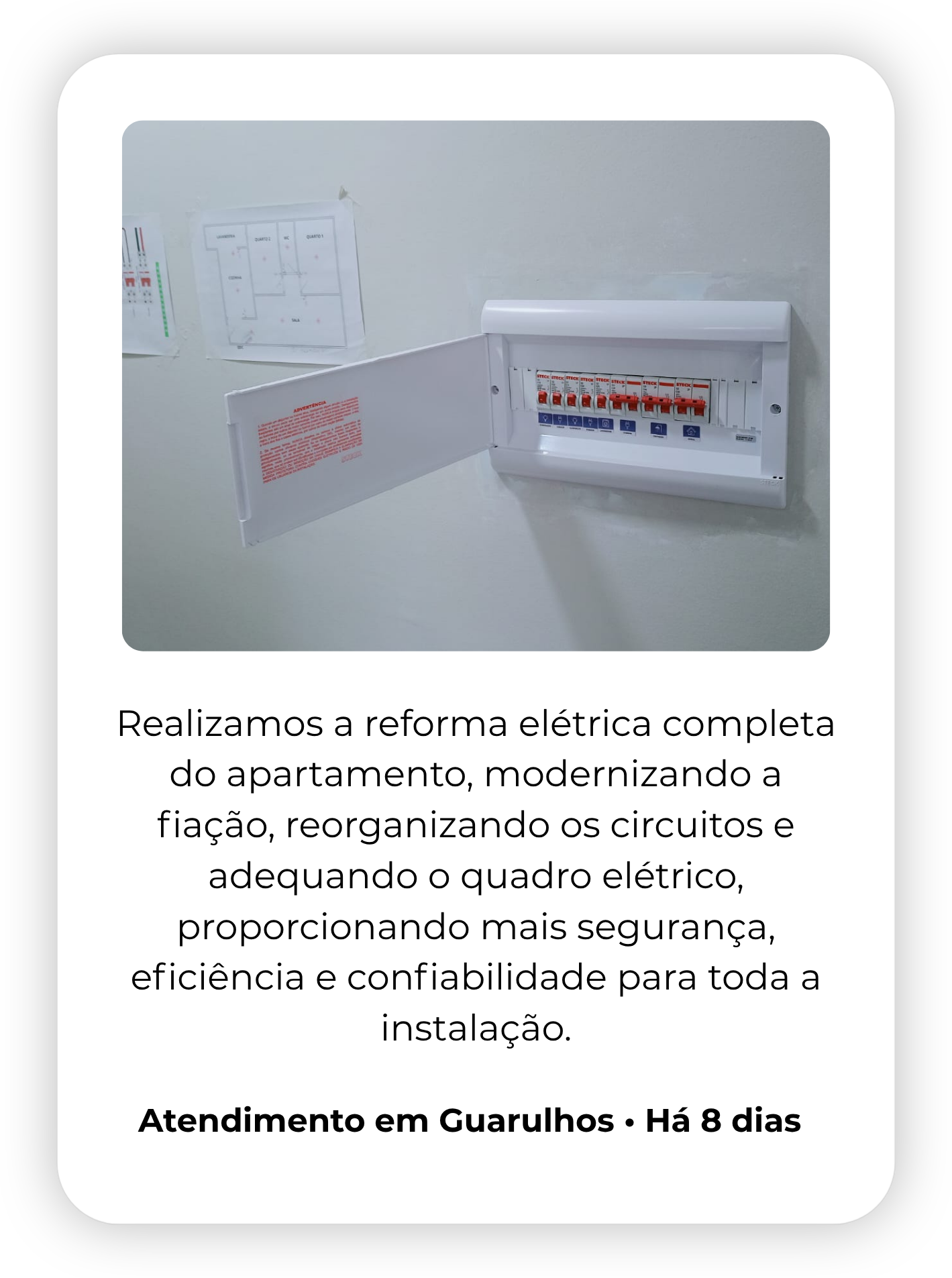 Realizamos a reforma elétrica completa da residência, substituindo a fiação antiga, reorganizando o quadro elétrico e adequando os circuitos, proporcionando mais segurança, organização e eficiênci (6)